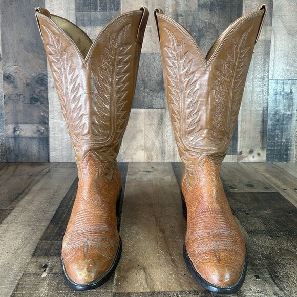 Tony Lama Vintage Gold Label Bullhide Western Cowboy Boots Mens 10.5 E - Picture 8 of 9